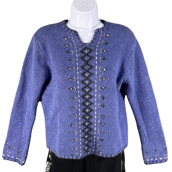 Nomadic Traders Womens S Silk Angora Blend Sweater Embroidered Quiet Luxury - Picture 1 of 16